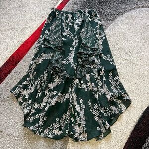BCBGMaxAzria Forrest Green Ruffled Fairy MIDI Skirt